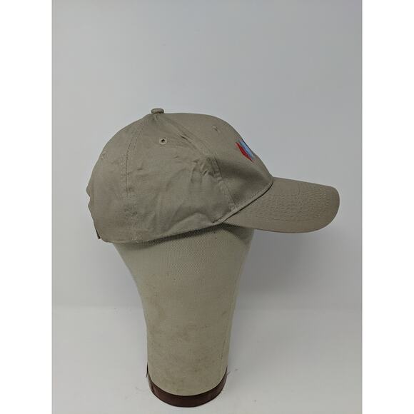 Ice USA Strapback Hat Adjustable Port & Company Embroidered Logo Tan Beige - Picture 4 of 10